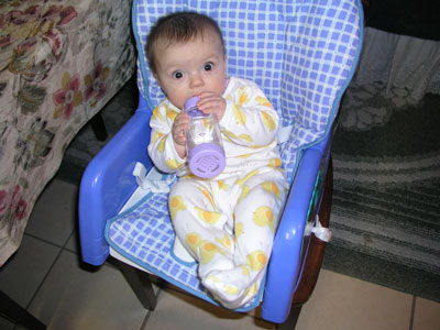 Alexandra drinks water.