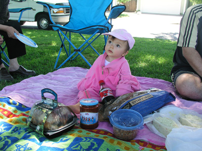 Alexanda is having a picnic at the park